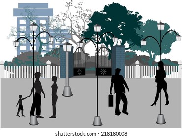People walking in the park