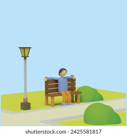 People walking, playing, riding bicycle at city park. Activities outdoors concept. Realistic 3d object cartoon style.