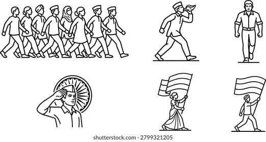 People walking and protesting with flags and patriotic symbols