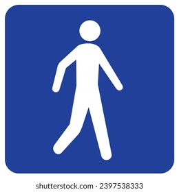 Menschen Walking Sign, Vektorbild einzeln auf blauem Hintergrund.EPS