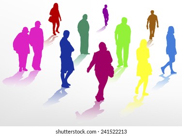 People walking silhouettes