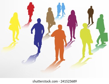 People walking silhouettes