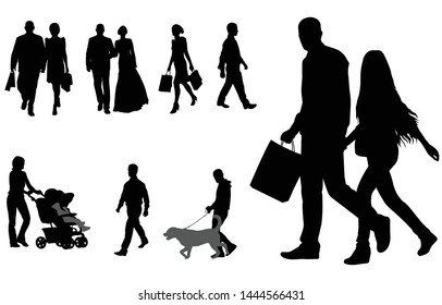  people walking silhouettes collection - vector