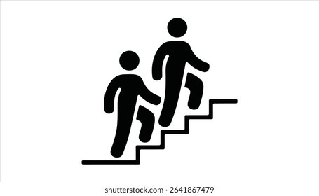 People Walking Up Stairs Concept for Progress and Growth	