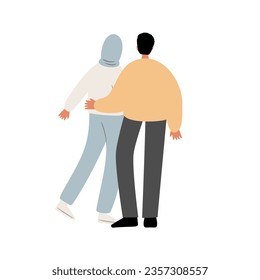 people walking at summer market illustration, Flat style vector images clipart, person, man, woman, male, boy, kid, child, old, elderly, young, muslim, black, family, couple, Diversity, dog. 