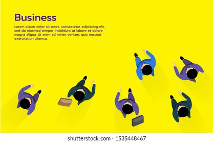 people walking top view on bright color flooring, vector illustration