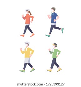 people walking and training for health