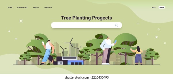 people walking in urban park responsibility of co2 emission tree planting projects carbon credit environment strategy sustainable