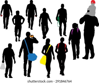 people walking vector silhouette