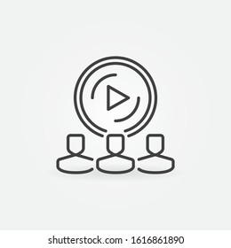 People watch Video Blogs outline icon. Vector Audience concept linear symbol