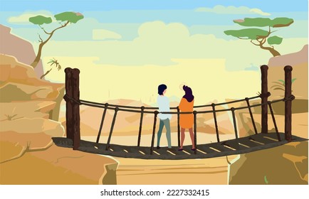 people watching canyon skyline vector