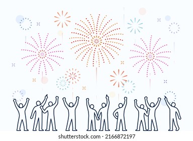 people watching fireworks illustration: celebration festival event background