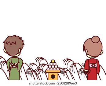 People watching the moon in yukata