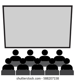 People watching movie at cinema hall, Vector illustration
