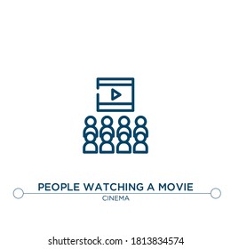 people watching a movie outline vector icon. simple element illustration. people watching a movie outline icon from editable cinema concept. can be used for web and mobile
