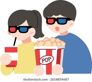 People watching a movie wearing 3D glasses.
