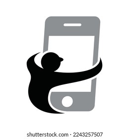 People watching phone logo icon template