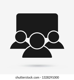 People watching tv flat icon at home - family watch video