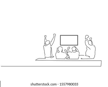People watching tv isolated line drawing  vector illustration design 