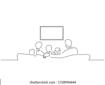 People watching tv isolated line drawing, vector illustration design.