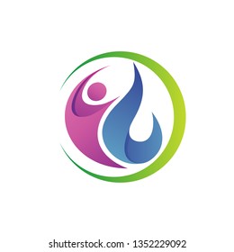 People With Water Drop Nature Logo Vector
