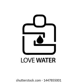 People with water icon. Concept of love your water.