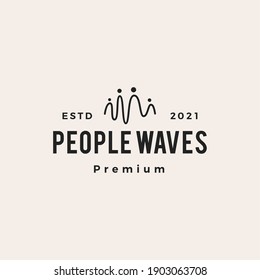 people wave impulse hipster vintage logo vector icon illustration