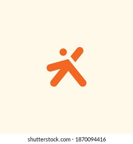 People with waving hand icon and logo simple flat design template