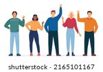 People waving hand illustration. Teamwork, cooperation, friendship concept, patnership. Vector illustration.