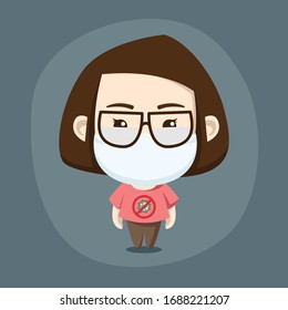 People Wear Mask Cartoon Vector Icon Illustration