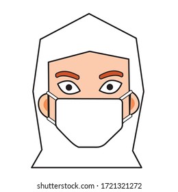 People wear mask and safety cloth in hospital flat illustration vector