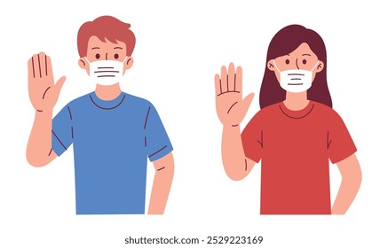 People Wear Mask Showing No Gesture Sign