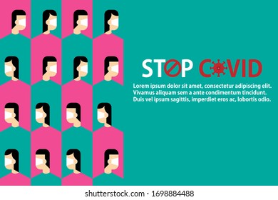 People wear protective masks to showing Coronavirus 2019 symptoms and risk factors health and medical. Novel Pneumonia disease CoVID-19 virus outbreak spread.