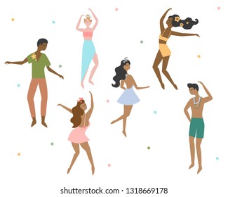 People Wearing Costumes for Carnival or Carnaval. Brazilian Holiday Flat illustration