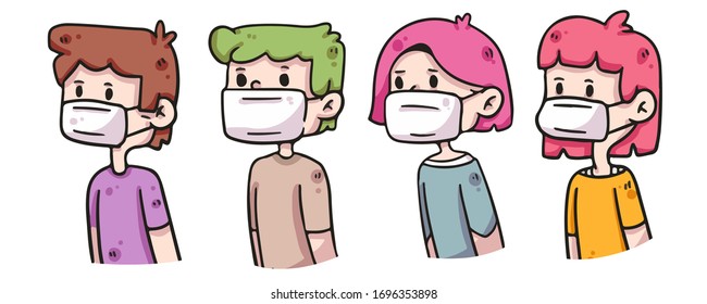 people wearing face mask covid-19 illustration