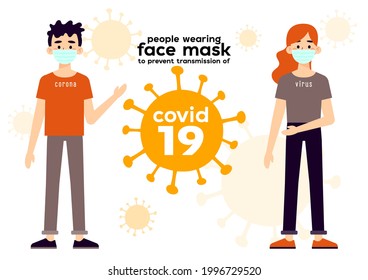 People wearing face mask to prevent transmission of COVID-19. easy to use and highly customizable. beautiful and modern element which can be used in many purposes Eps10 vector.