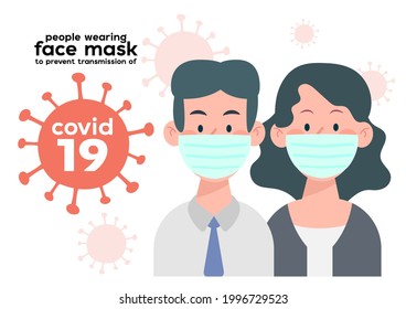 People wearing face mask to prevent transmission of COVID-19. easy to use and highly customizable. beautiful and modern element which can be used in many purposes Eps10 vector.