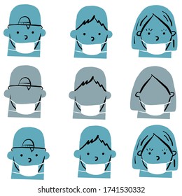 people wearing face mask. Stylish repeating pattern