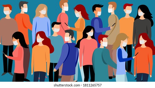 People wearing face masks - vector illustration
