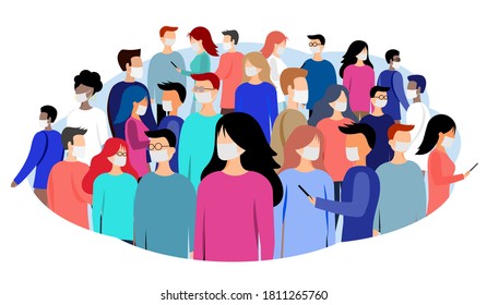 People wearing face masks - vector illustration