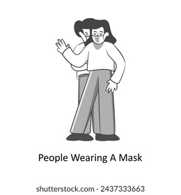 People Wearing A Mask Flat Style Design Vector illustration. Stock illustration