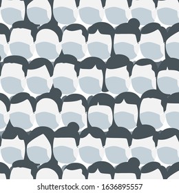 People wearing masks pattern.Vector illustration.