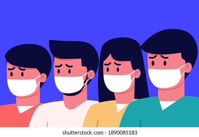 People wearing masks to prevent coronavirus flu, illustration,vector,coronavirus (2019-nCoV),
family