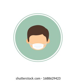 People wearing masks  for prevent virus, to protect Coronavirus themselves from viruses. Vector Cartoon Illustration.