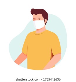 People wearing medical mask. fight corona virus concept. vector illustration