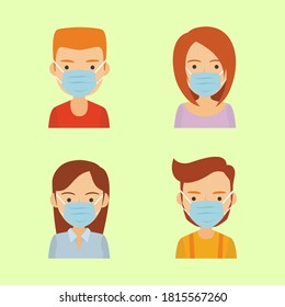 People wearing medical mask Free Vector