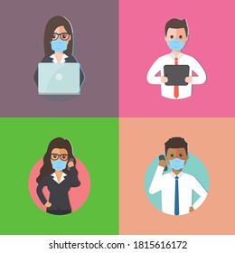 People wearing medical mask Free Vector