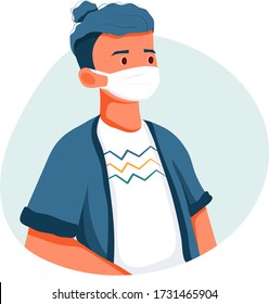 People wearing medical mask vector Illustration. 