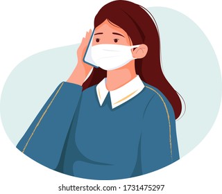 People wearing medical mask vector Illustration. 