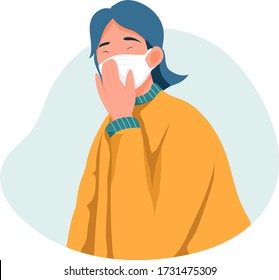 People wearing medical mask vector Illustration. 